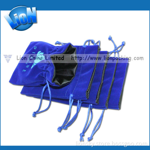 Double Layers Drawstring Jewelry Satin Velvet Pouch